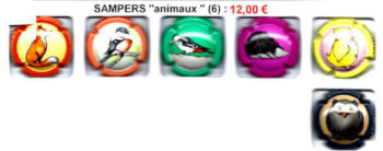 Muselets SAMPERS "Animaux" série de 6 capsules