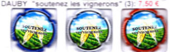 Muselets DAUBY "Soutenez les Vignerons" série de 3 capsules