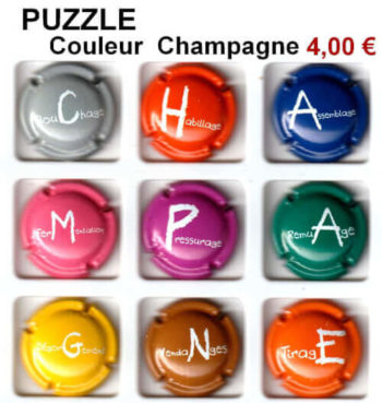 Série de capsules de champagne générique puzzle couleur champagne