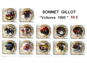 série de capsules de champagne voitures 1900 de sonnet gillot