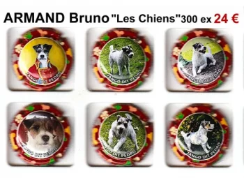 bruno armand "les chiens" serie de 6 capsules de champagne par jpcapsules