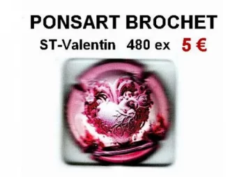 Capsule de champagne propriétaire 1 Muselet de champagne PONSART BROCHET "St Valentin"
