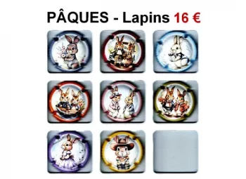Série de capsules de champagne génériques Muselets  Paques lapins