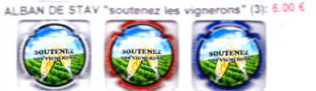 Muselets ALBAN DE STAV "Soutenez les Vignerons" série de 3 capsules