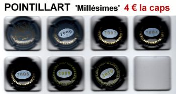 Muselets Capsules de champagne proprietaires POINTILLART "millesimes" jpcapsules