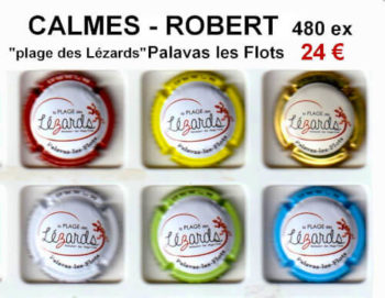Série de capsules de champagne propriétaire CALMES - ROBERTS plage des lezards