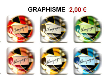 série de 6 capsules de champagne générique Graphisme