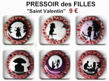 serie de capsules de champagne PRESSOIR DES FILLES "Saint Valentin"