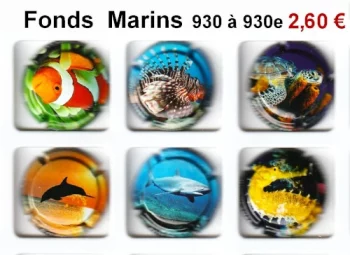 Série de capsules de champagne générique fonds marins