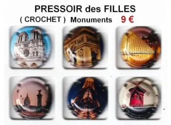 PRESSOIR DES FILLES monuments serie de 6 capsules de champagne