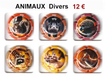serie de capsules de champagne animaux divers