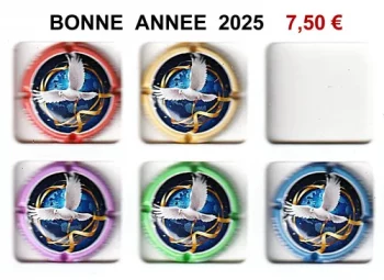 bonne annéee 2025, 5 capsules de champagne générique par jpcapsules