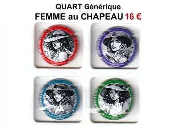 quart générique femme au chapeau, capsules de champagne