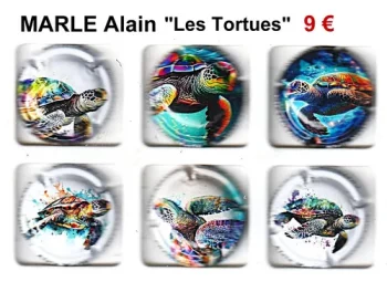 marle alain les tortues, serie de 6capsules de champagne
