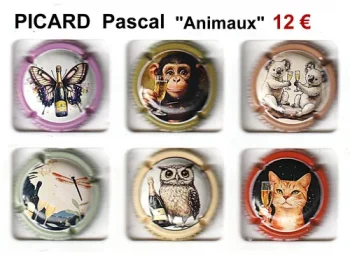 PICARD Pascal "Animaux" serie de 6 capsules de champagne