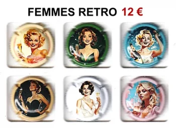 FEMMES RETRO série de 6 capsules de champagne generique par jpcapsules