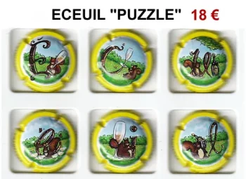 ecueil puzzle, série de 6 capsules de champagne par jpcapsules