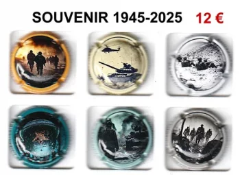 série de capsules de champagne generique par jpcapsules, souvenirs 1945 - 2025 anniversaire