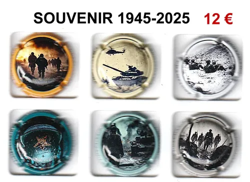 série de capsules de champagne generique par jpcapsules, souvenirs 1945 - 2025 anniversaire