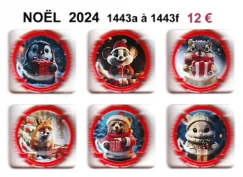 Série de capsules de champagne génériques Noël 2024 - 1443a à 443f