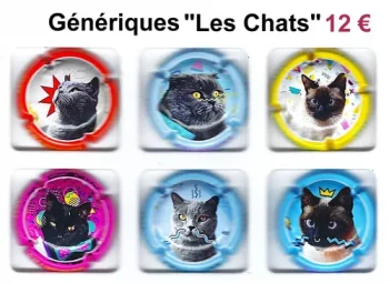 Série de capsules de champagne génériques Muselets  les chats