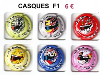 Série de capsules de champagne génériques Muselets  Casques F1 