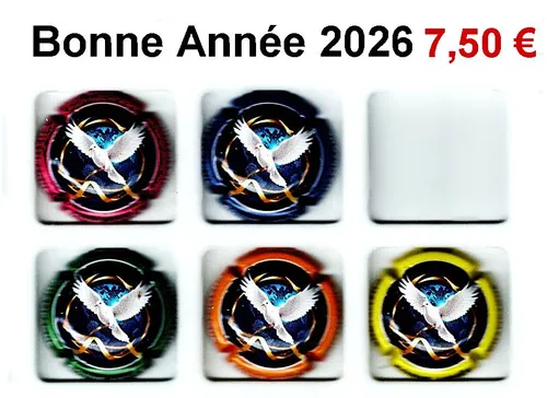 série de 5 capsules de champagne générique par jpcapsules Bonne Année 2026