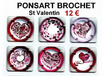 Série de capsules de champagne propriétaire Muselets  PONSART BROCHET "Saint Valentin"