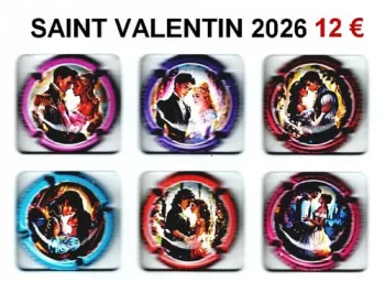 Série de capsules de champagne génériques Muselets saint valentin 2026